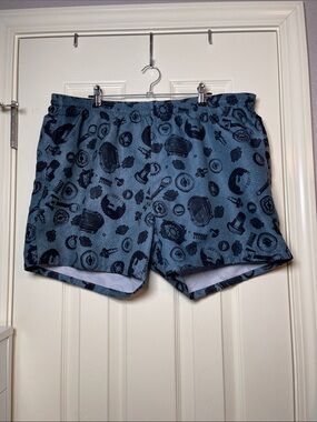 Harley-Davidson Blue and Black Men's Swim Trunks